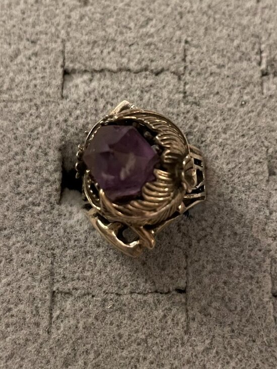 925 Sterling Silver Jewelry - Vintage Sterling Silver Ring 6.25 6.5 Handmade Amethyst Bob Stringer Y2K $295